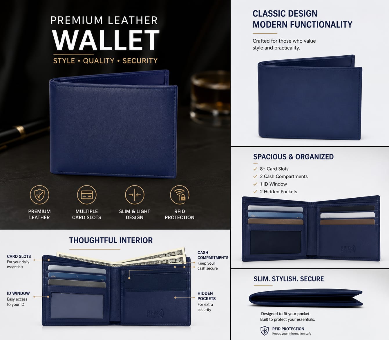 Royal Navy Handmade Leather Wallet for Men