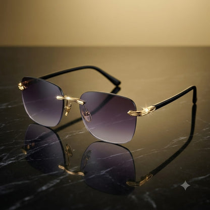 Royal Noir Rimless Sunglasses|Noir Prestige UV400 Sunglasses