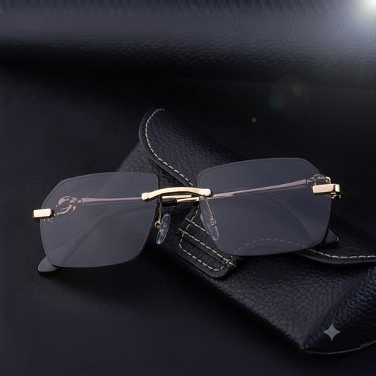 Royal Noir Rimless Sunglasses|Noir Prestige UV400 Sunglasses