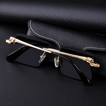 Royal Noir Rimless Sunglasses|Noir Prestige UV400 Sunglasses